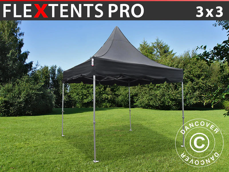 Snabbtält FleXtents PRO Peak Pagoda 3x3m Svart