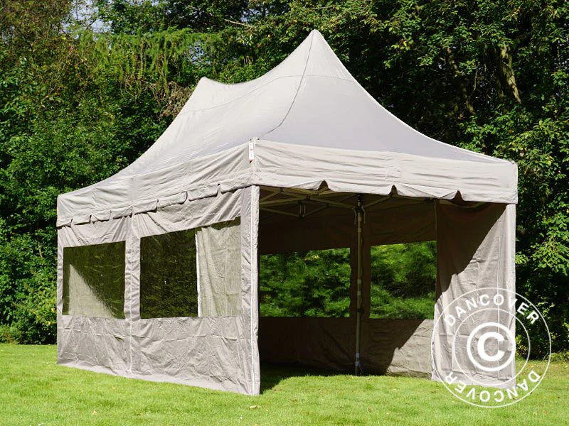 Snabbtält FleXtents PRO Peak Pagoda 3x6m Latte, inkl. 6 sidoväggar - Image 13