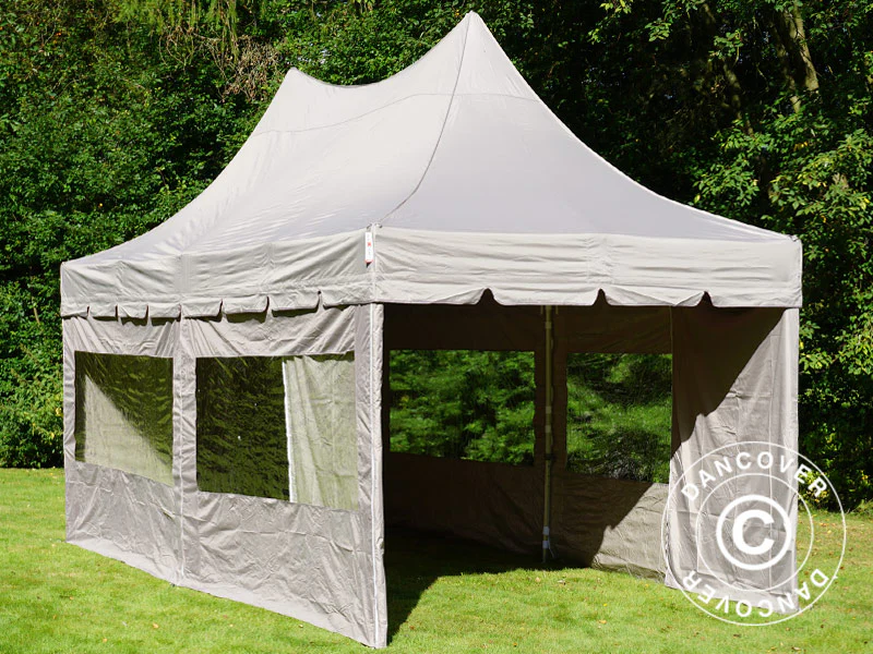 Snabbtält FleXtents PRO Peak Pagoda 3x6m Latte, inkl. 6 sidoväggar - Image 14