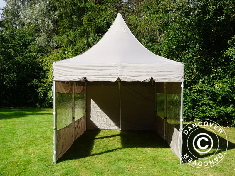 Snabbtält FleXtents PRO Peak Pagoda 3x6m Latte, inkl. 6 sidoväggar - Image 17