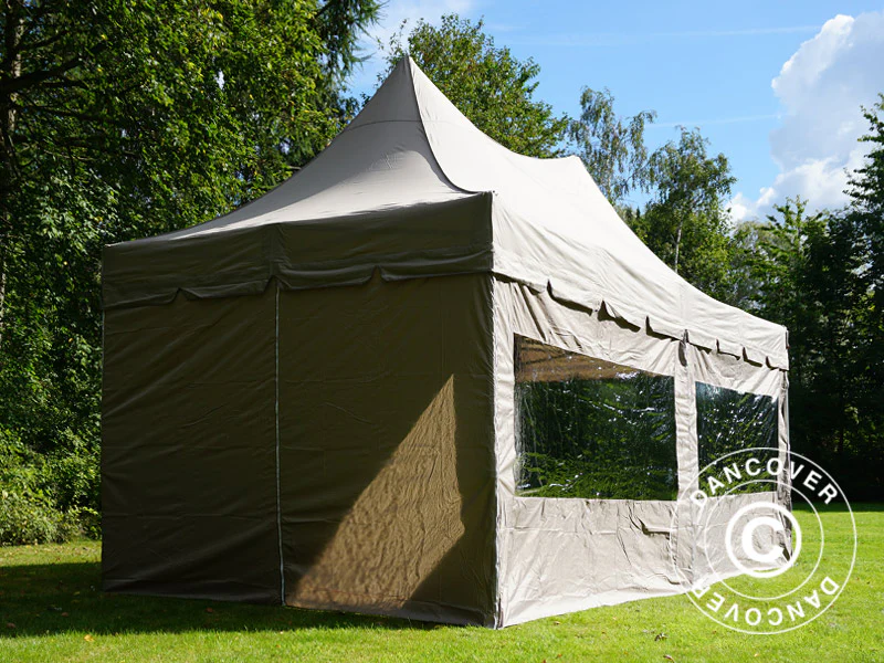 Snabbtält FleXtents PRO Peak Pagoda 3x6m Latte, inkl. 6 sidoväggar - Image 18