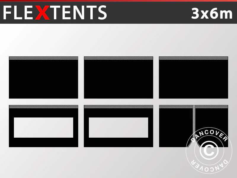 Snabbtält FleXtents PRO Peak Pagoda 3x6m Svart, inkl. 6 sidoväggar - Image 5