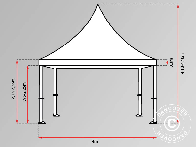 Snabbtält FleXtents PRO Peak Pagoda 4x8m Vit, inkl. 6 sidor - Image 21