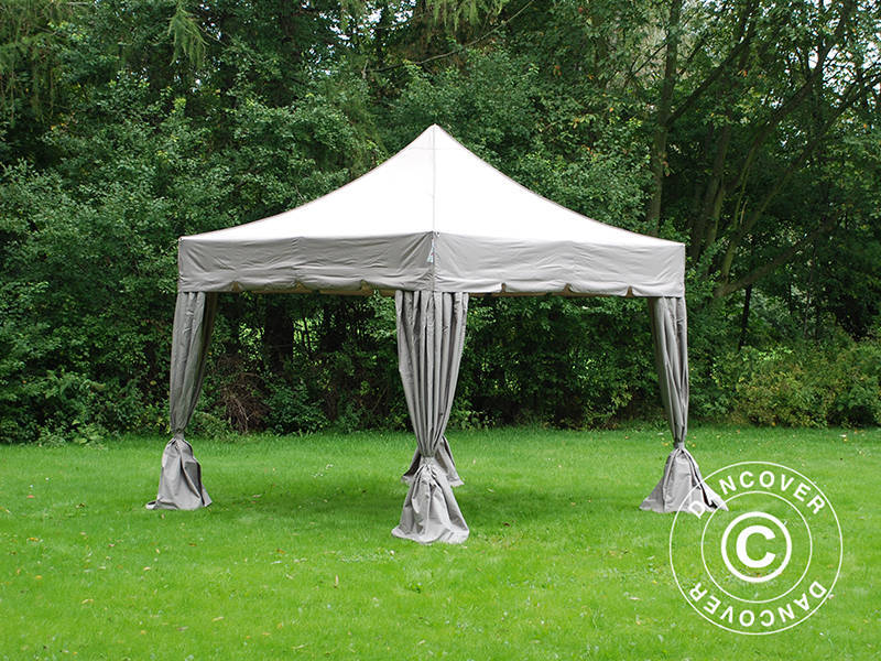 Snabbtält FleXtents PRO "Peaked" 3x3m Latte, inkl. 4 dekorativa gardiner - Image 5