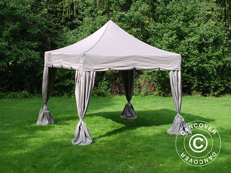 Snabbtält FleXtents PRO "Peaked" 3x3m Latte, inkl. 4 dekorativa gardiner - Image 6