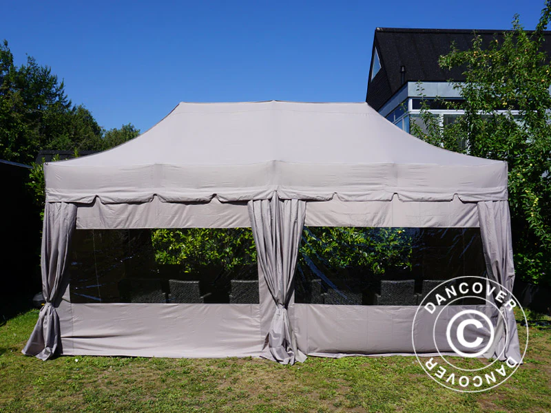 Snabbtält FleXtents PRO "Peaked" 3x6m Latte, inkl. 6 sidoväggar och 6 dekorativa gardiner - Image 7