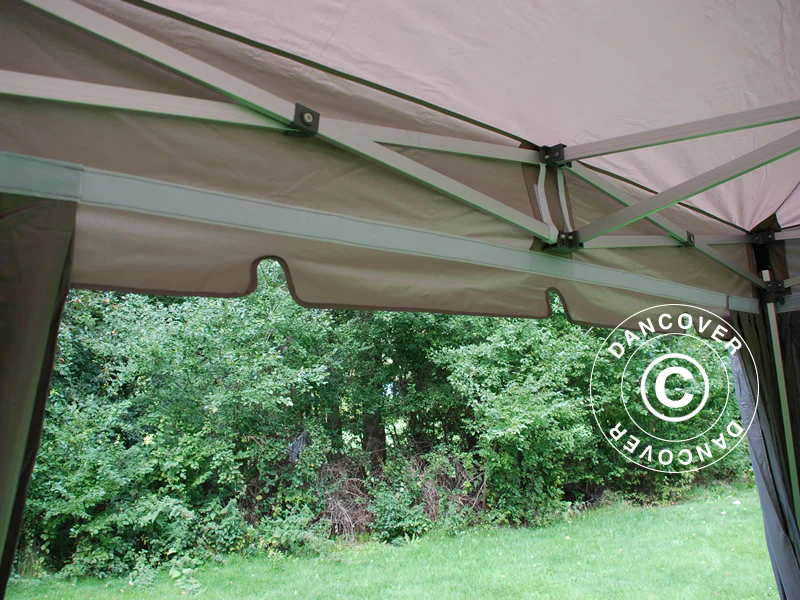 Snabbtält FleXtents PRO "Peaked" 4x6m Latte, inkl. 8 dekorativa gardiner - Image 4
