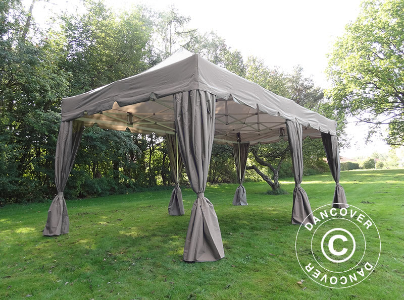 Snabbtält FleXtents PRO "Peaked" 4x8m Latte, inkl. 6 dekorativa gardiner - Image 3