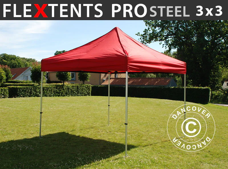 Snabbtält FleXtents PRO Steel 3x3m Röd