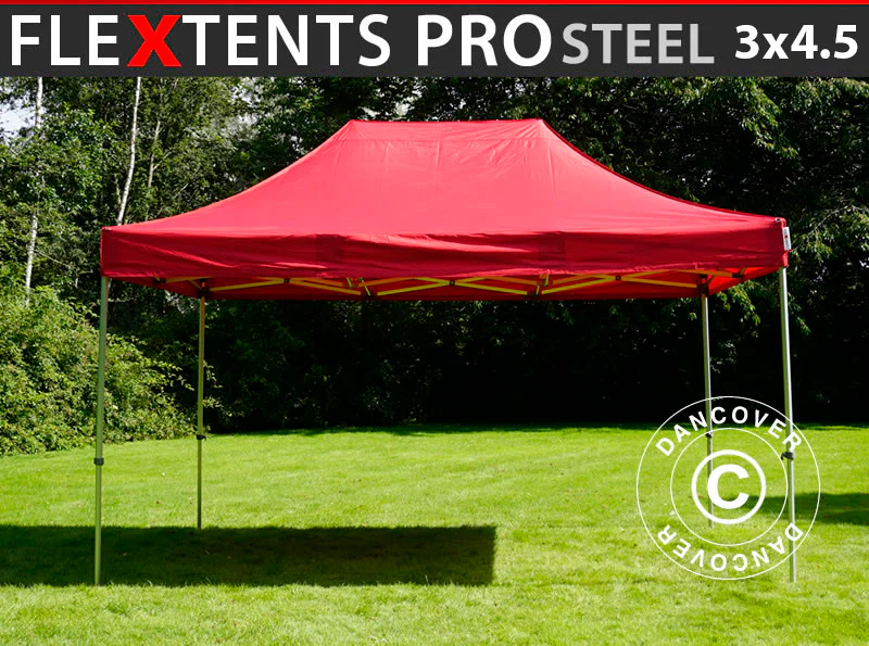 Snabbtält FleXtents PRO Steel 3x4,5m, Röd