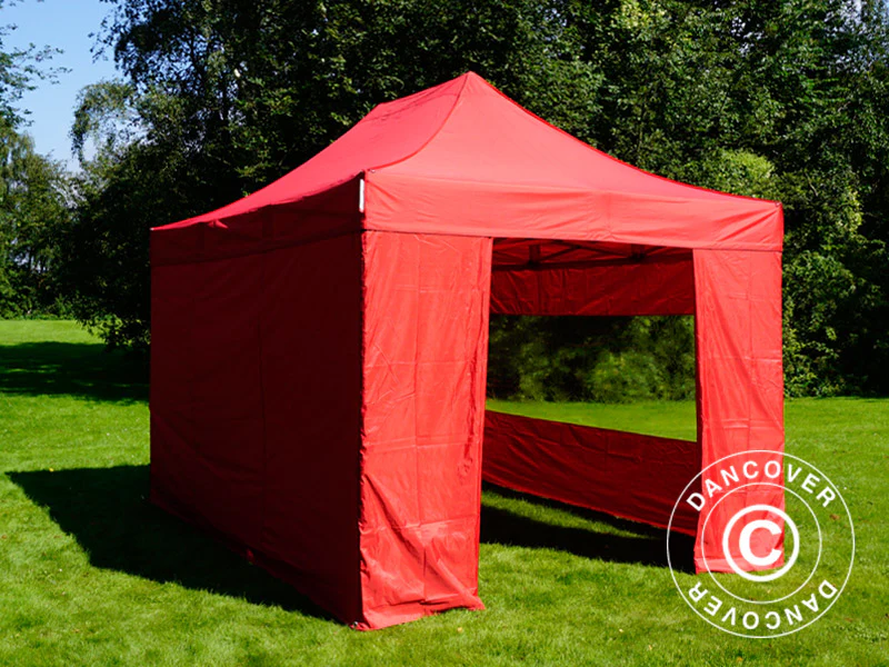 Snabbtält FleXtents PRO Steel 3x4,5m, Röd, inkl. 4 sidor - Image 5