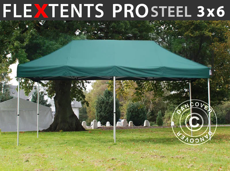 Snabbtält FleXtents PRO Steel 3x6m Grön
