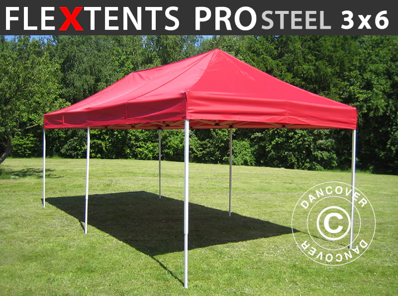 Snabbtält FleXtents PRO Steel 3x6m Röd