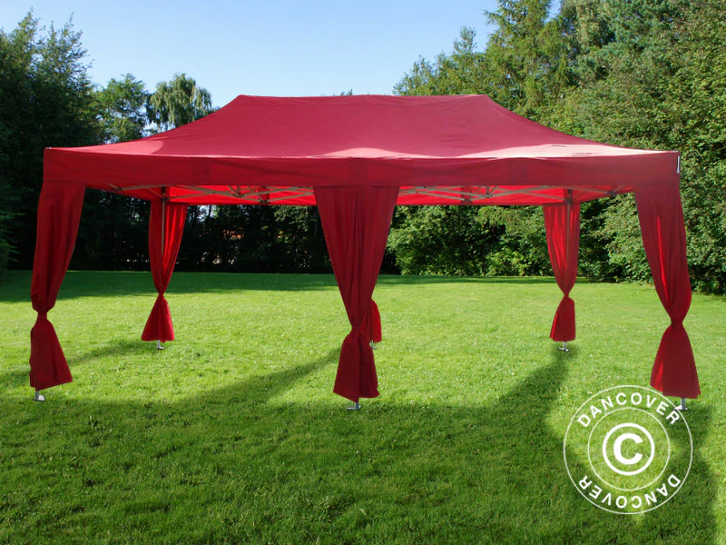 Snabbtält FleXtents PRO Steel 3x6m Röd, inkl. 6 dekorativa gardiner - Image 2