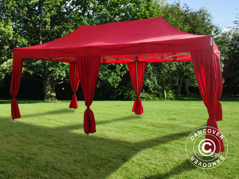 Snabbtält FleXtents PRO Steel 3x6m Röd, inkl. 6 dekorativa gardiner - Image 3
