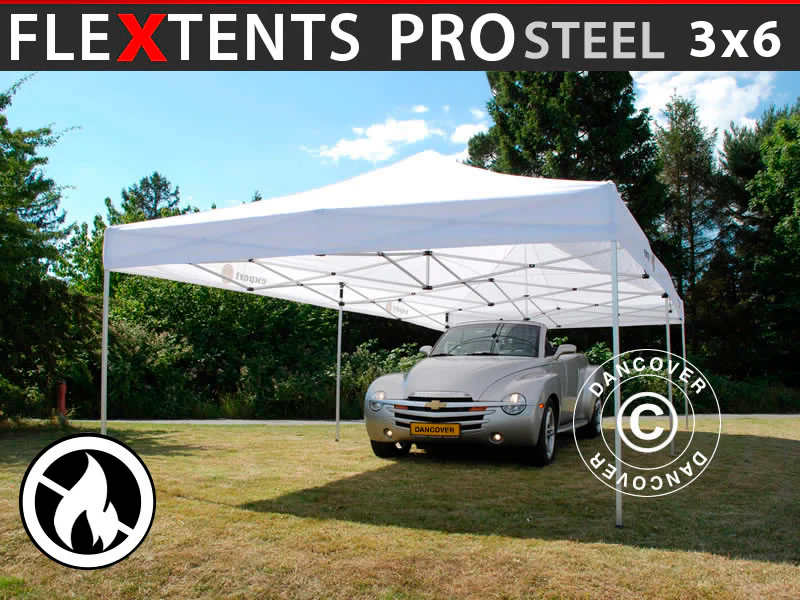 Snabbtält FleXtents PRO Steel 3x6m Vit, Flamhämmande