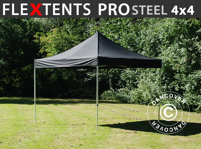Snabbtält FleXtents PRO Steel 4x4m Svart