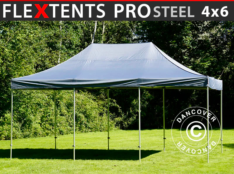 Snabbtält FleXtents PRO Steel 4x6m Grå