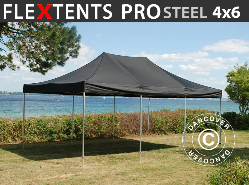 Snabbtält FleXtents PRO Steel 4x6m Svart