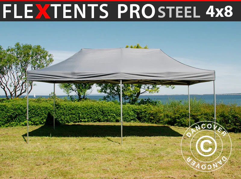 Snabbtält FleXtents PRO Steel 4x8m Grå