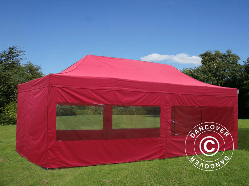 Snabbtält FleXtents PRO Steel 4x8m Röd, inkl. 6 sidor - Image 3