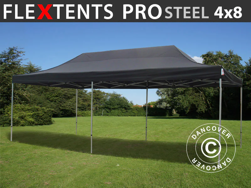 Snabbtält FleXtents PRO Steel 4x8m Svart