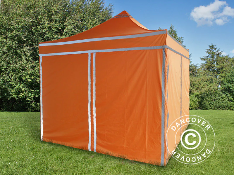 Snabbtält FleXtents PRO Steel Arbetstält 3x3m, inkl. 4 sidor Orange Reflexiva - Image 5