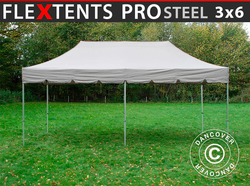 Snabbtält FleXtents PRO Steel "Peaked" 3x6m Latte