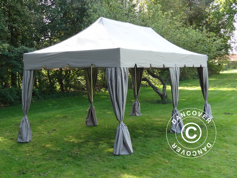 Snabbtält FleXtents PRO Steel "Peaked" 3x6m Latte, inkl. 6 dekorativa gardiner - Image 4