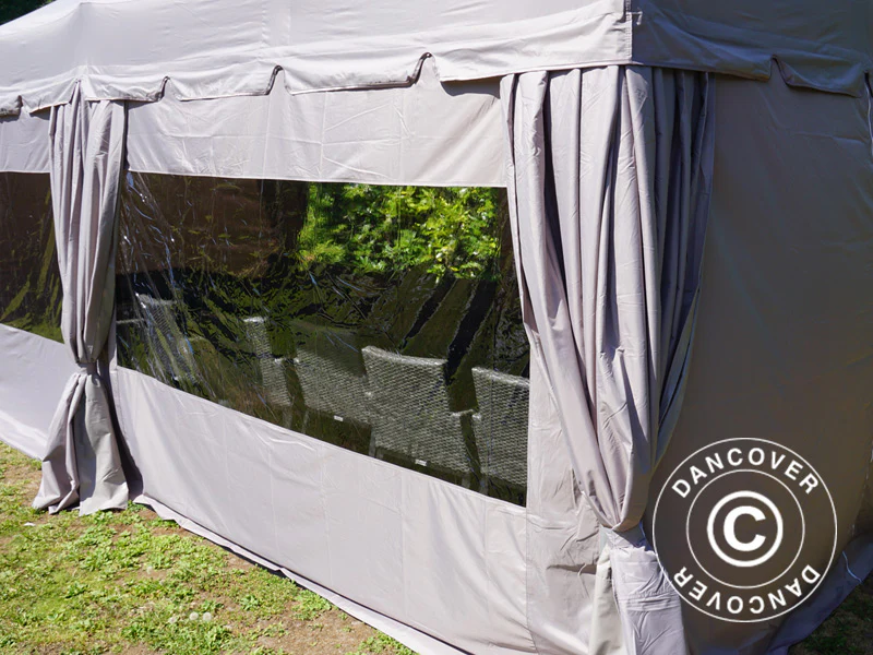 Snabbtält FleXtents PRO Steel "Peaked" 3x6m Latte, inkl. 6 sidoväggar och 6 dekorativa gardiner - Image 4