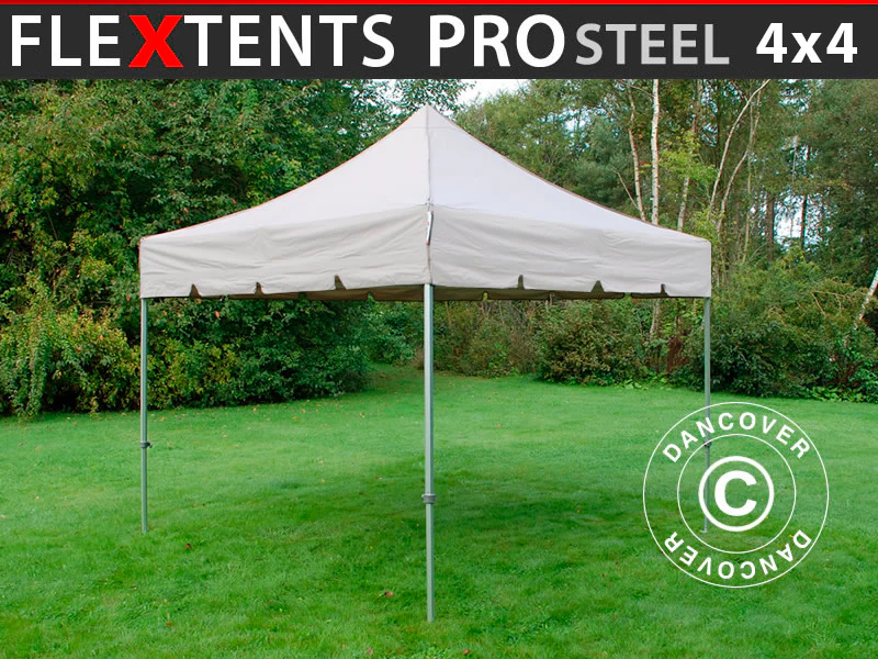 Snabbtält FleXtents PRO Steel "Peaked" 4x4m Latte