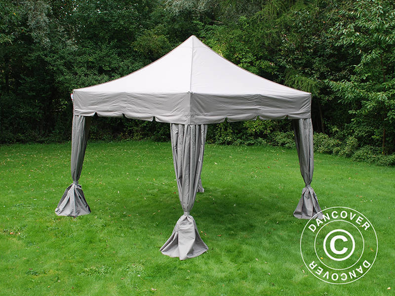 Snabbtält FleXtents PRO Steel "Peaked" 4x4m Latte, inkl. 4 dekorativa gardiner - Image 3