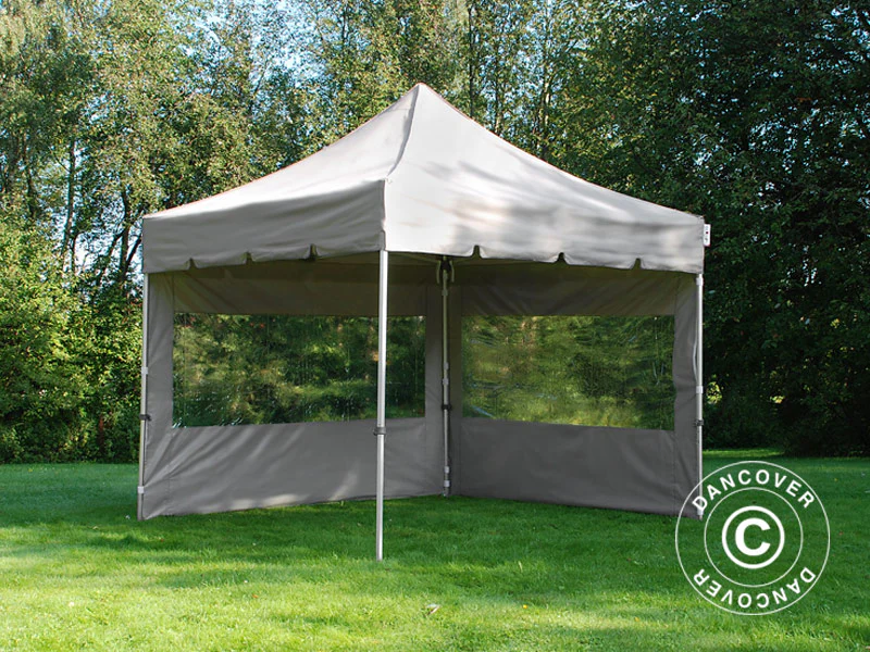 Snabbtält FleXtents PRO Steel "Peaked" 4x4m Latte, inkl. 4 sidor - Image 4