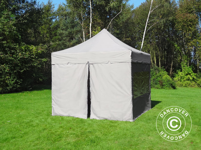 Snabbtält FleXtents PRO Steel "Peaked" 4x4m Latte, inkl. 4 sidor - Image 6