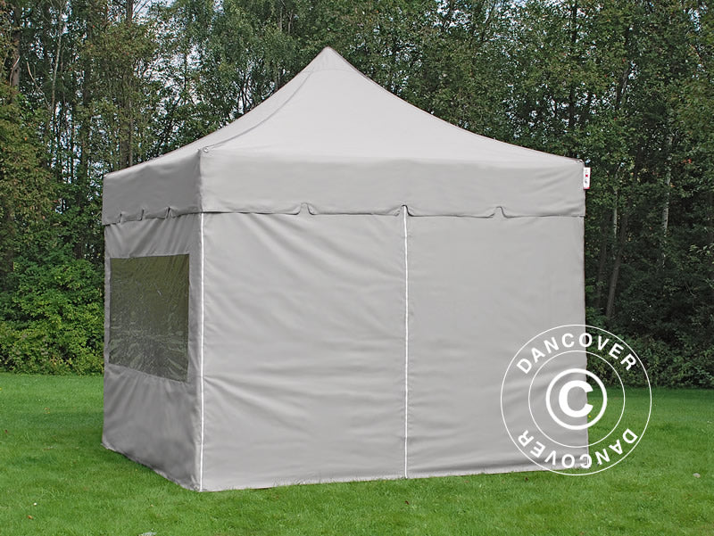 Snabbtält FleXtents PRO Steel "Peaked" 4x4m Latte, inkl. 4 sidor - Image 8