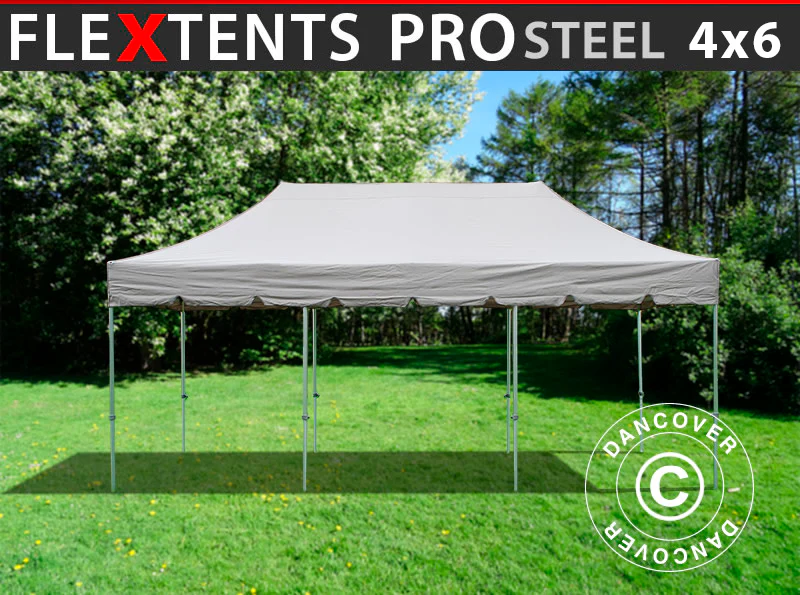 Snabbtält FleXtents PRO Steel "Peaked" 4x6m Latte