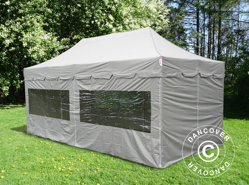 Snabbtält FleXtents PRO Steel "Peaked" 4x8m Latte, inkl. 6 sidor - Image 3