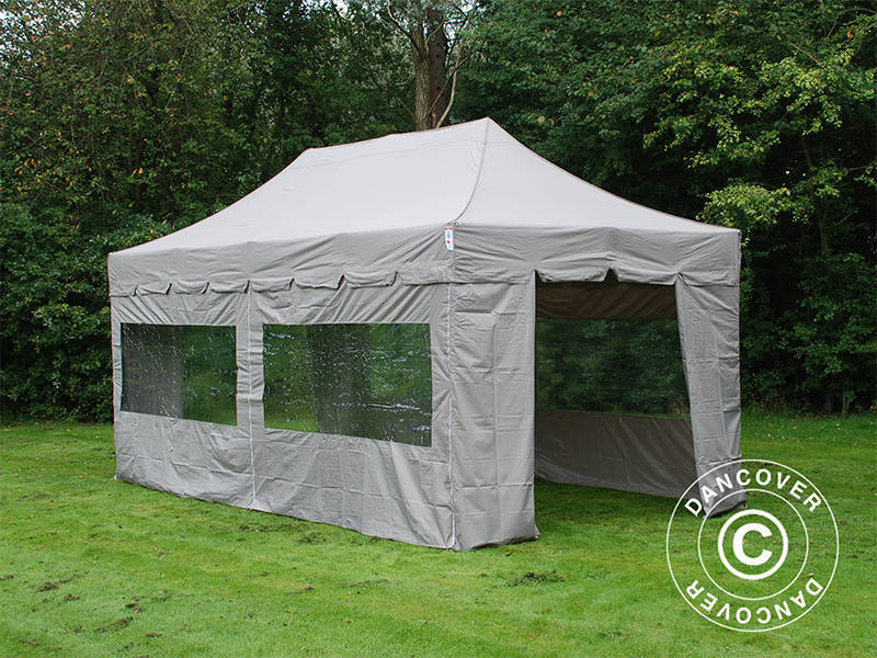 Snabbtält FleXtents PRO Steel "Peaked" 4x8m Latte, inkl. 6 sidor - Image 4