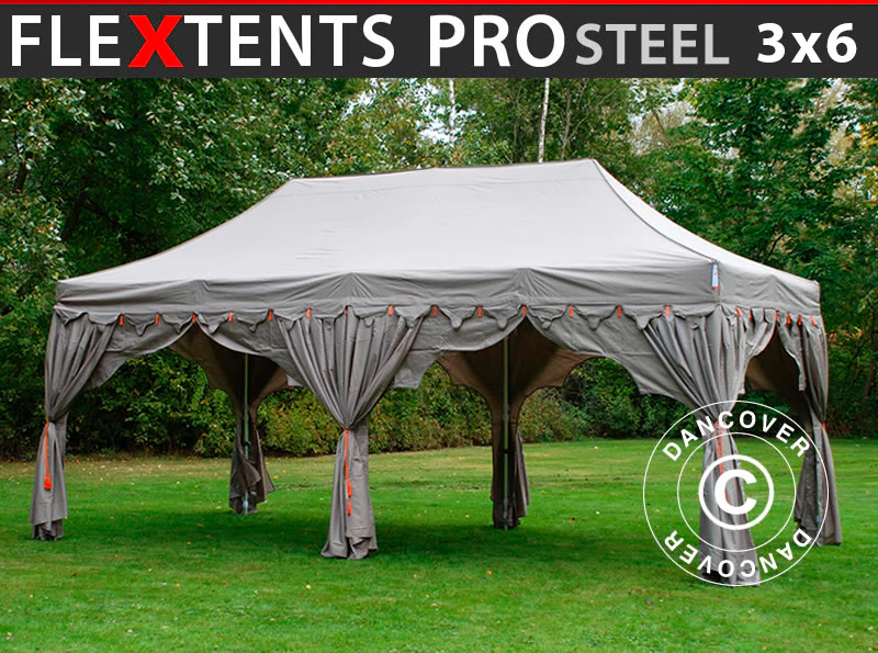 Snabbtält FleXtents PRO Steel "Raj" 3x6m Latte/Orange