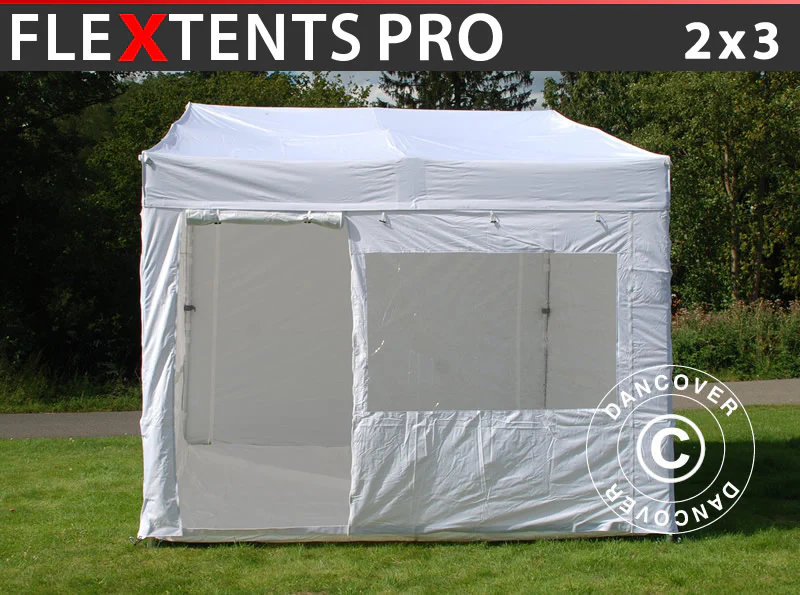 Snabbtält FleXtents PRO Trapezo 2x3m Vit, inkl. 4 sidor