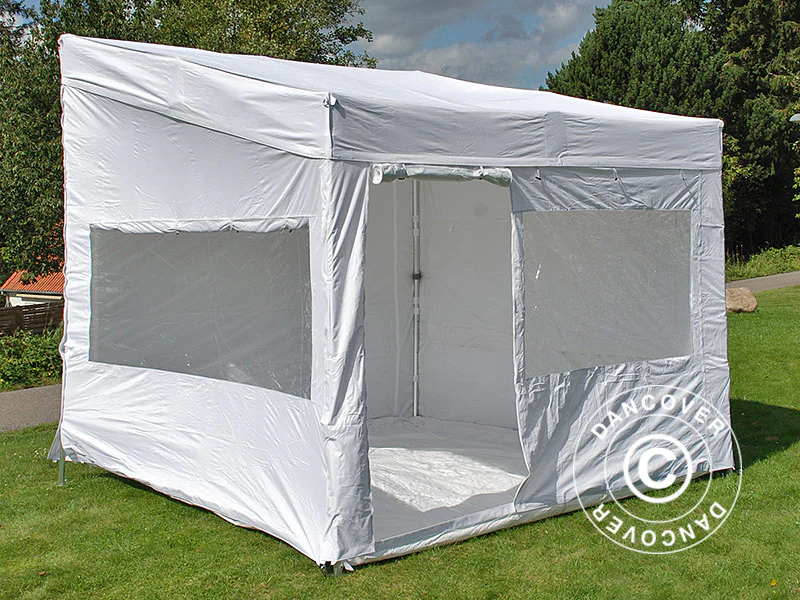 Snabbtält FleXtents PRO Trapezo 3x3m Vit, inkl. 4 sidor - Image 5