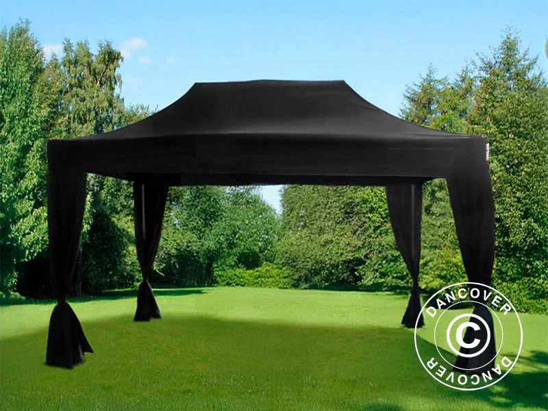 Snabbtält FleXtents Steel 3x4,5m, Svart, inkl. 4 dekorativa gardiner - Image 3