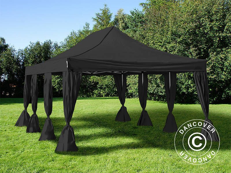 Snabbtält FleXtents Steel 4x6m Svart, inkl. 8 dekorativa gardiner - Image 3
