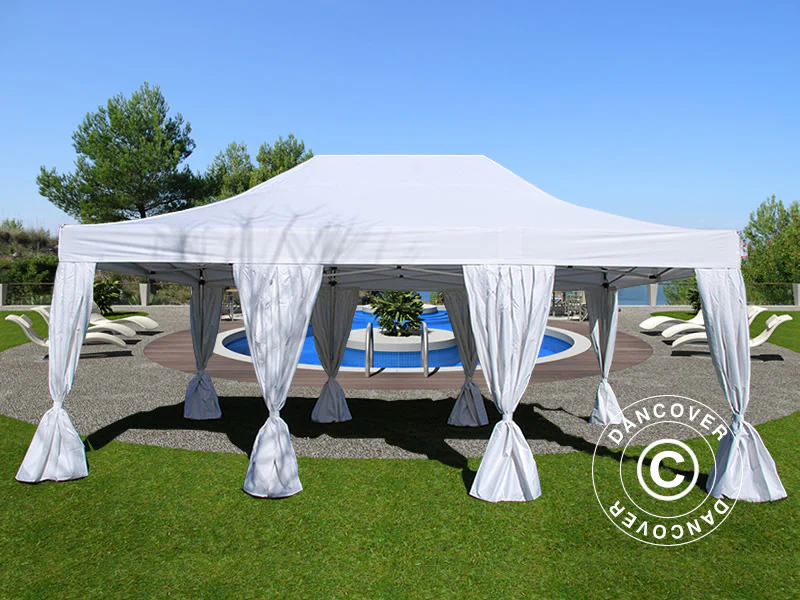 Snabbtält FleXtents Steel 4x6m Vit, inkl. 8 dekorativa gardiner - Image 3
