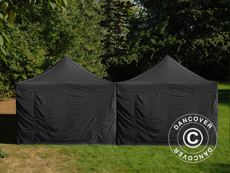 Snabbtält FleXtents Steel 6x6m Svart, inkl. 8 sidoväggar - Image 4