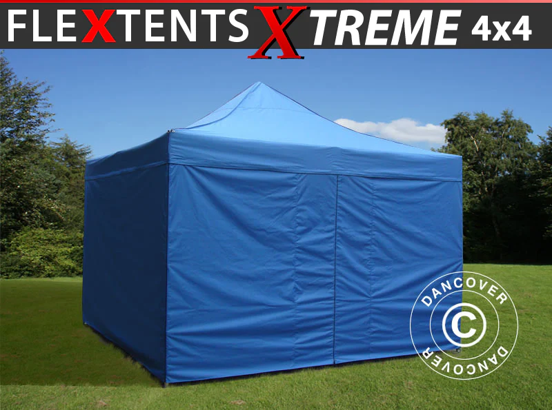 Snabbtält FleXtents Xtreme 60 4x4m Blå, inkl. 4 sidor
