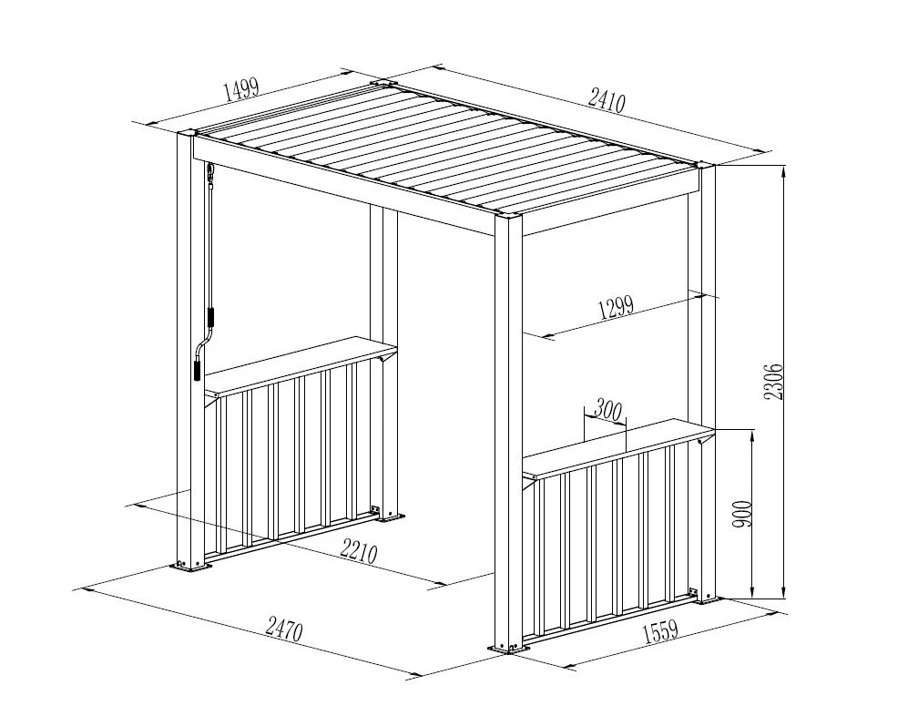 Staket set f/grillpergola San Juan, Svart/Trälook, 2 st. - Image 9