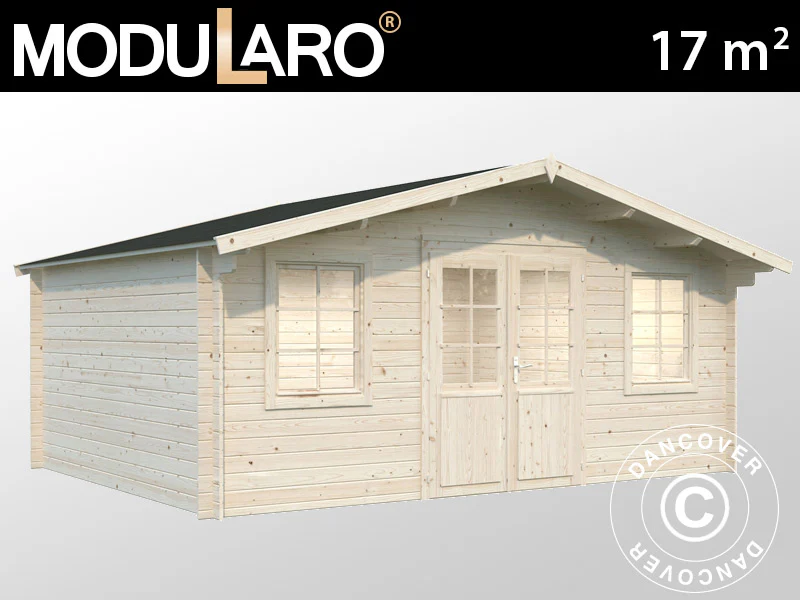 Stuga i trä, 5,04x3,8x2,45m, 17m², Naturlig