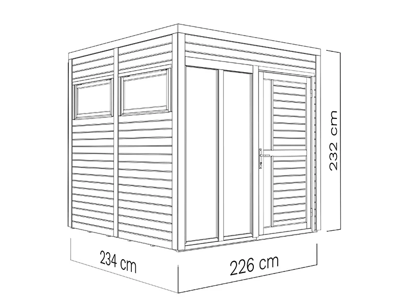 Stuga i trä, Bertilo Cubus 2O, 2,26x2,34x2,32m, Antracit - Image 5
