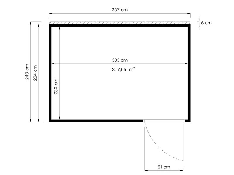 Stuga i trä, Bertilo Cubus 3O, 3,37x2,34x2,32m, Antracit - Image 6